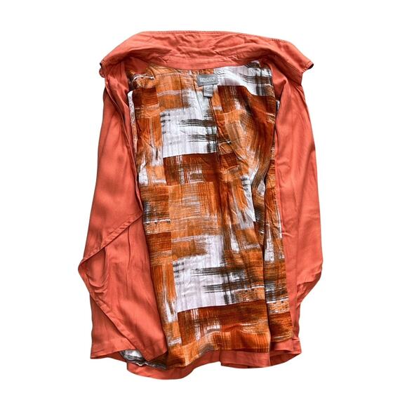 CHICOS Womens L Burnt Orange Rayon Boho Vest Sleeveless Open Flowy Pockets - Picture 6 of 8